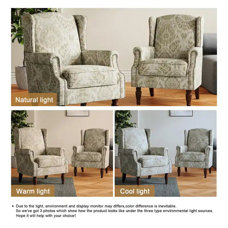 Pair of Stylish Upholstered Accent Chairs with Patterns for Living Room 31