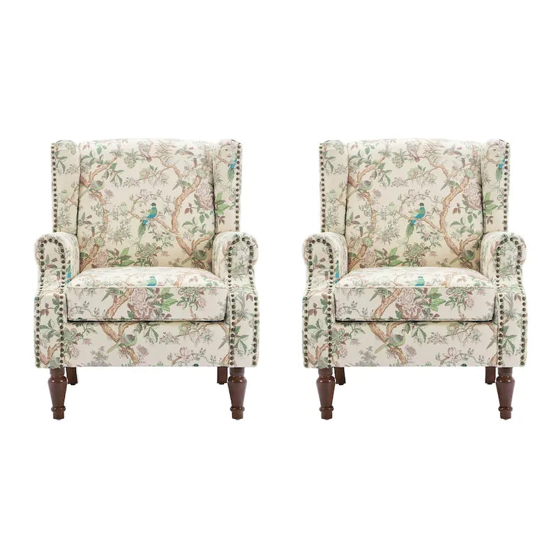 Pair of Stylish Upholstered Accent Chairs with Patterns for Living Room 35