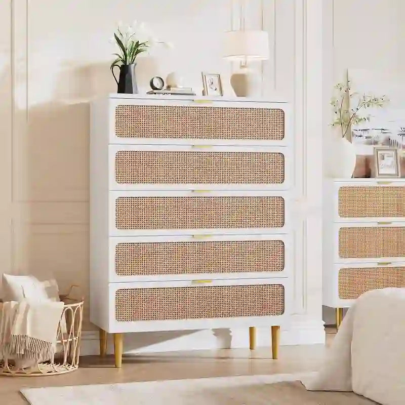 Rattan 5-Drawer Dresser for Bedroom and Hallway 2