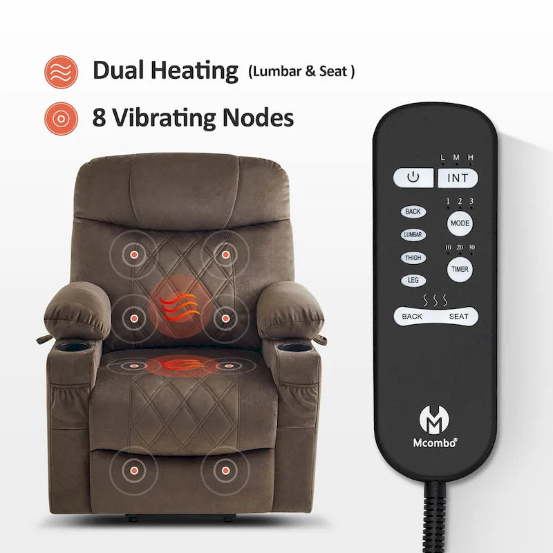 MCombo Compact Dual Motor Power Lift Recliner Chair with Massage, Dual Heating, and Adjustable Headrest - Model 7222 8