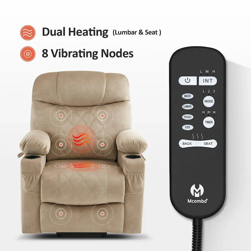 MCombo Compact Dual Motor Power Lift Recliner Chair with Massage, Dual Heating, and Adjustable Headrest - Model 7222 13