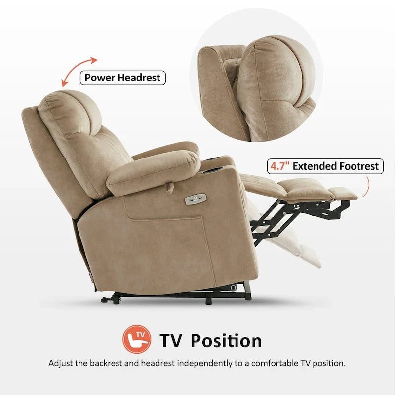 MCombo Compact Dual Motor Power Lift Recliner Chair with Massage, Dual Heating, and Adjustable Headrest - Model 7222 14