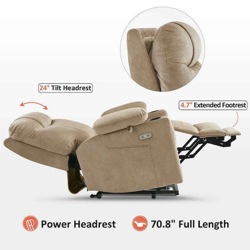 MCombo Compact Dual Motor Power Lift Recliner Chair with Massage, Dual Heating, and Adjustable Headrest - Model 7222 15