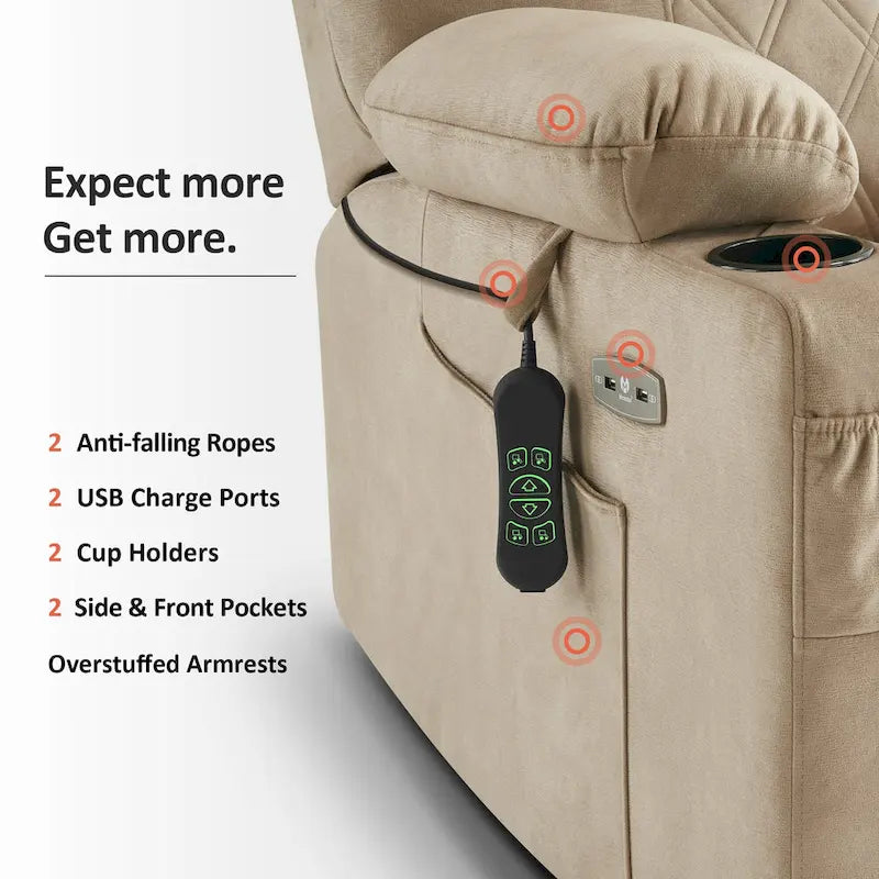 MCombo Compact Dual Motor Power Lift Recliner Chair with Massage, Dual Heating, and Adjustable Headrest - Model 7222 16
