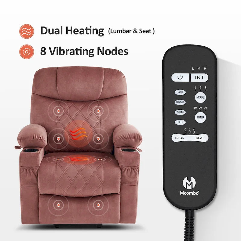 MCombo Compact Dual Motor Power Lift Recliner Chair with Massage, Dual Heating, and Adjustable Headrest - Model 7222 19