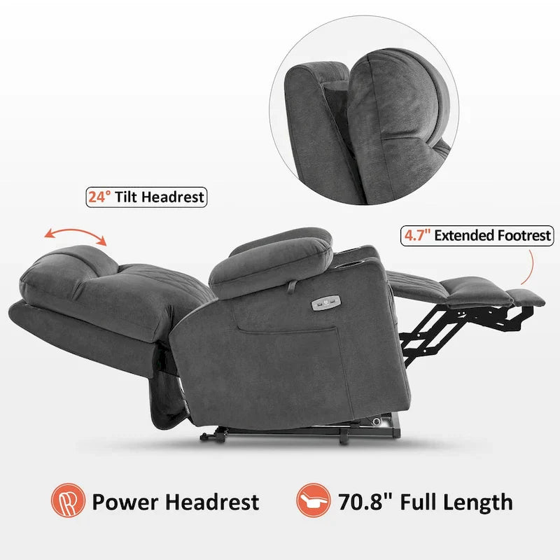 MCombo Compact Dual Motor Power Lift Recliner Chair with Massage, Dual Heating, and Adjustable Headrest - Model 7222 26