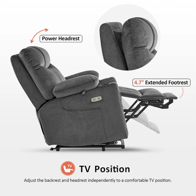 MCombo Compact Dual Motor Power Lift Recliner Chair with Massage, Dual Heating, and Adjustable Headrest - Model 7222 27