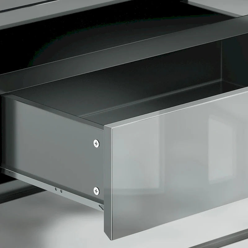 Modern Dresser with LED Lighting Glass Top and 4 Storage Drawers 7