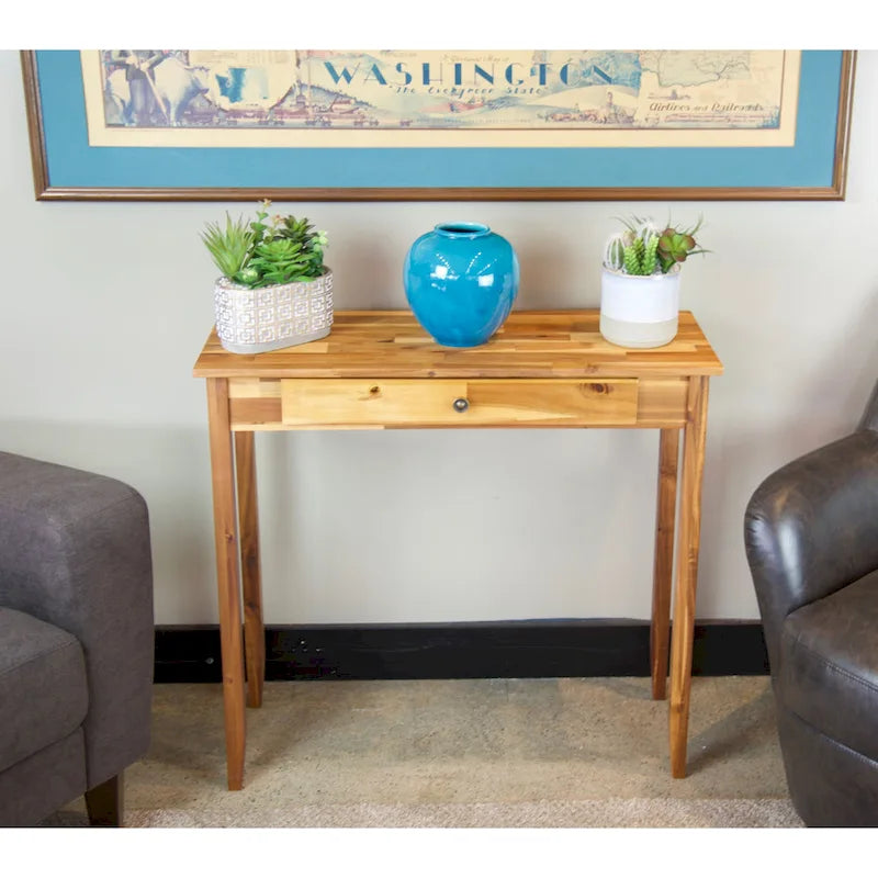 Porch & Den Holly Hill Solid Acacia Console Table with 1 Drawer 3