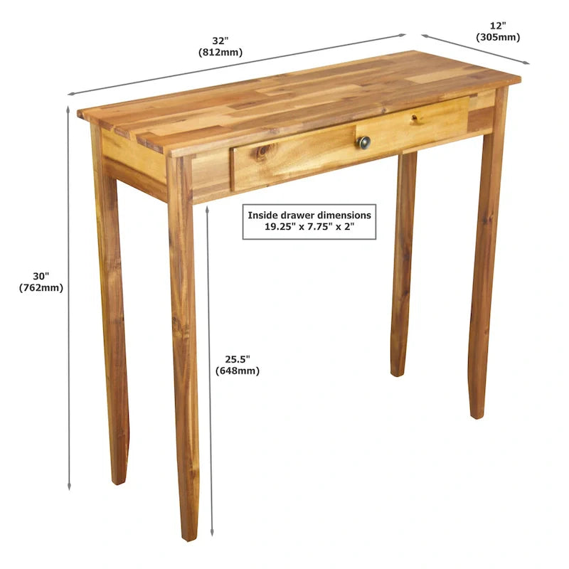 Porch & Den Holly Hill Solid Acacia Console Table with 1 Drawer 11