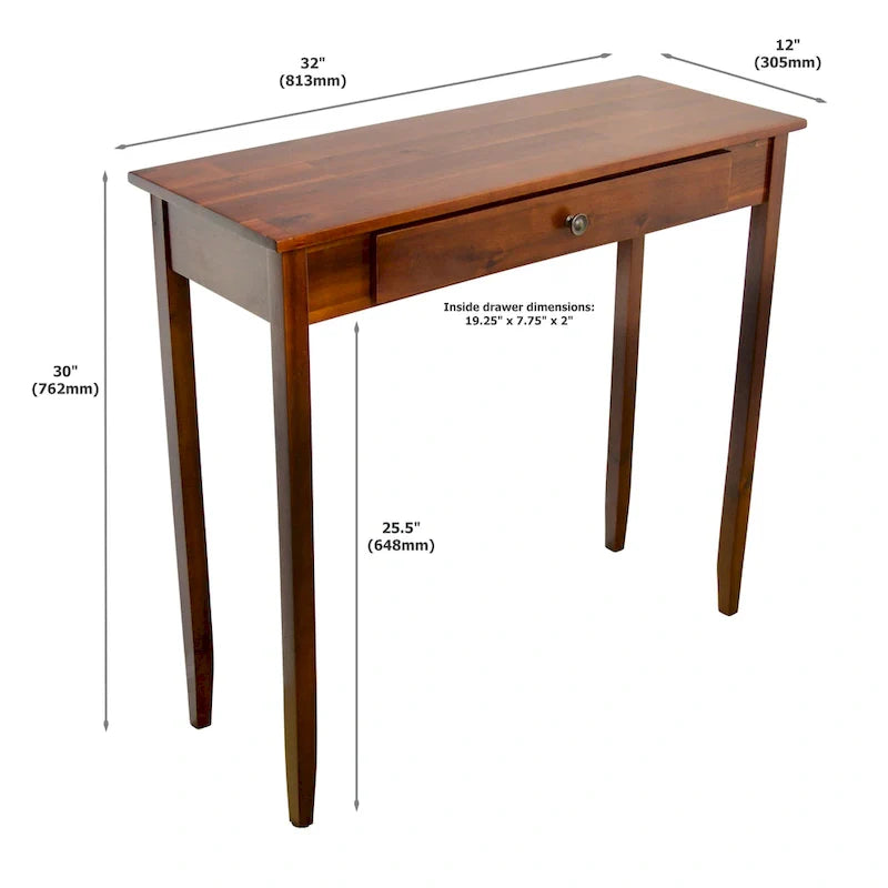 Porch & Den Holly Hill Solid Acacia Console Table with 1 Drawer 16