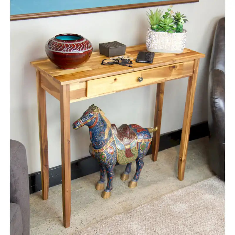 Porch & Den Holly Hill Solid Acacia Console Table with 1 Drawer 22