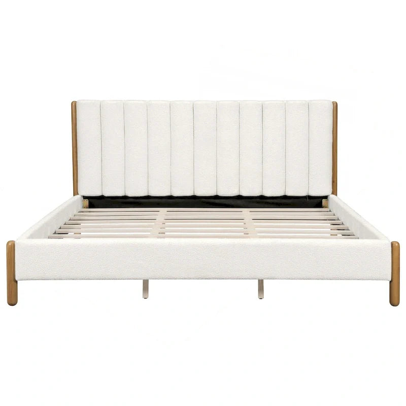 Elegant Upholstered Bed Frame with Durable Wooden Legs 8