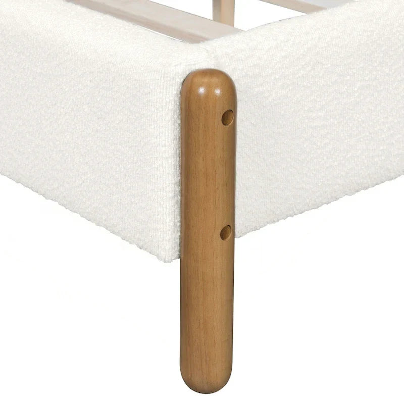 Elegant Upholstered Bed Frame with Durable Wooden Legs 11