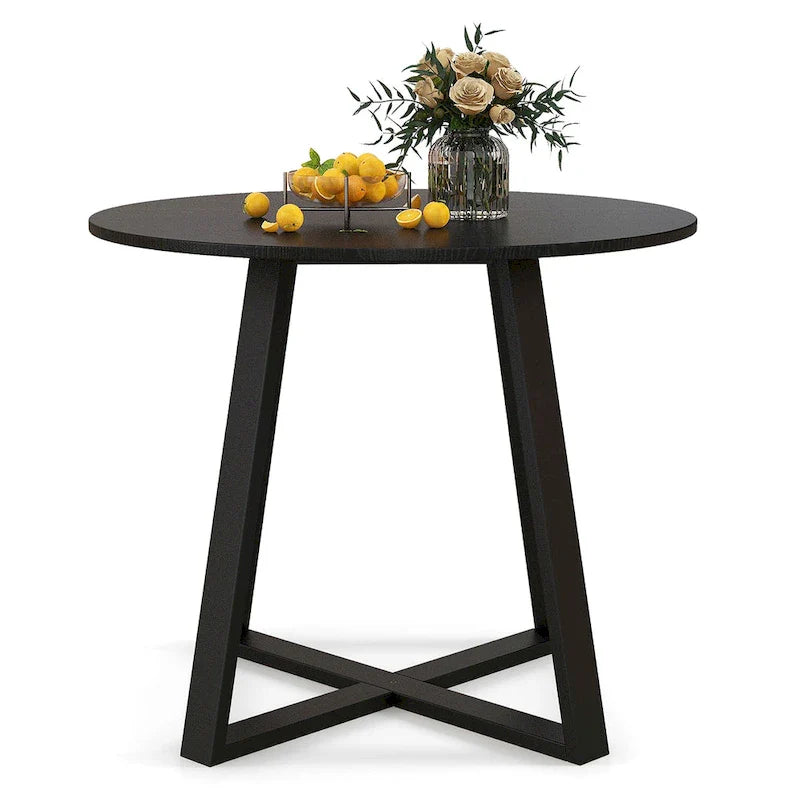 Gymax 36-Inch Round Solid Wood Dining Table for 4 with Pedestal Base 1