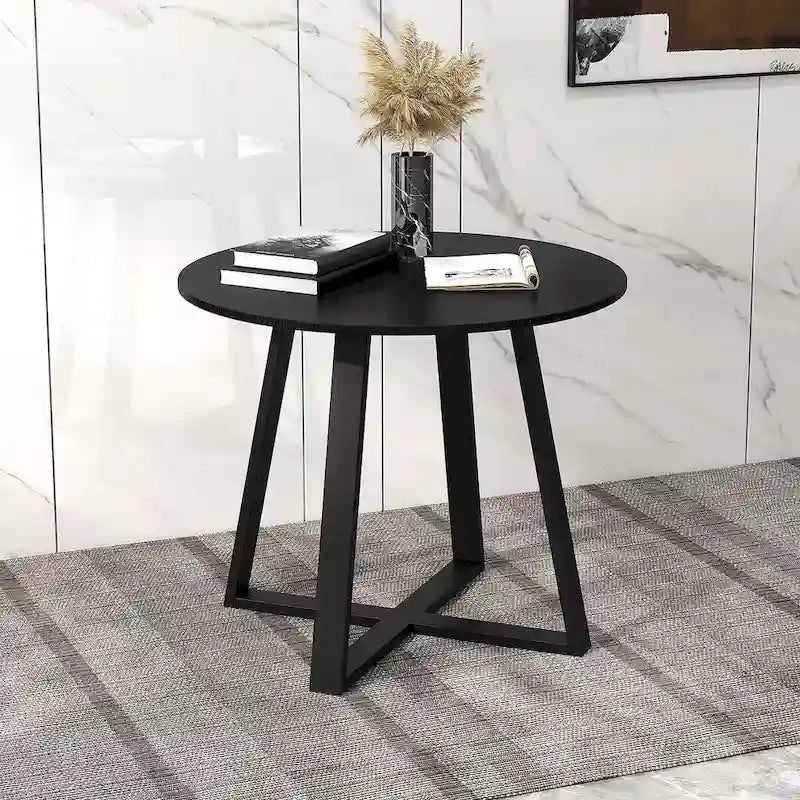 Gymax 36-Inch Round Solid Wood Dining Table for 4 with Pedestal Base 2