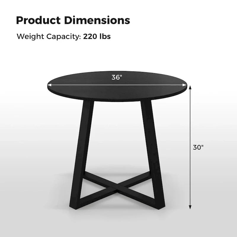 Gymax 36-Inch Round Solid Wood Dining Table for 4 with Pedestal Base 3