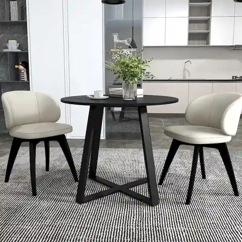 Gymax 36-Inch Round Solid Wood Dining Table for 4 with Pedestal Base 5