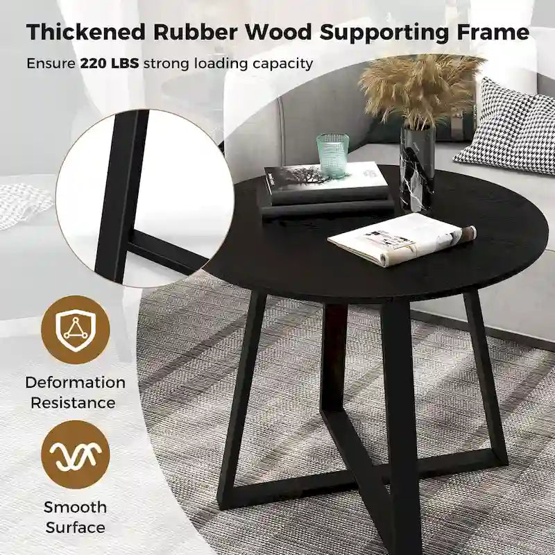 Gymax 36-Inch Round Solid Wood Dining Table for 4 with Pedestal Base 6