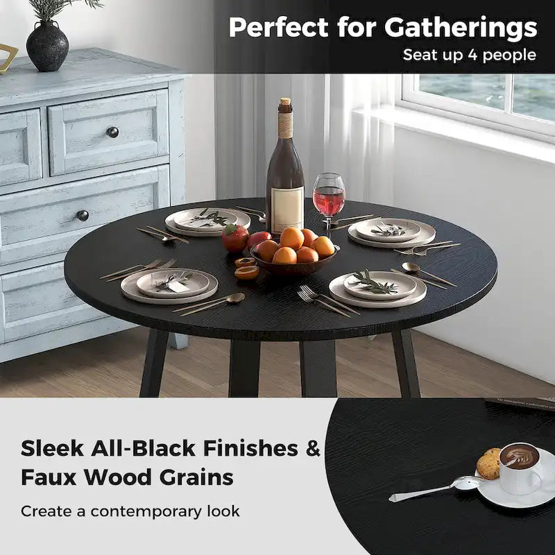 Gymax 36-Inch Round Solid Wood Dining Table for 4 with Pedestal Base 10