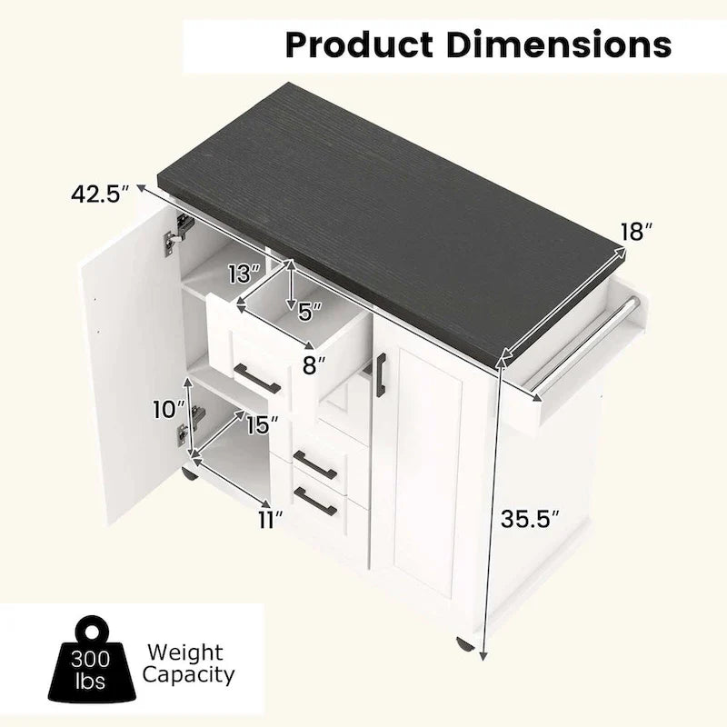 Costway Mobile Rolling Kitchen Island Cart with Wheels - Versatile Serving Utility - Learn More 3