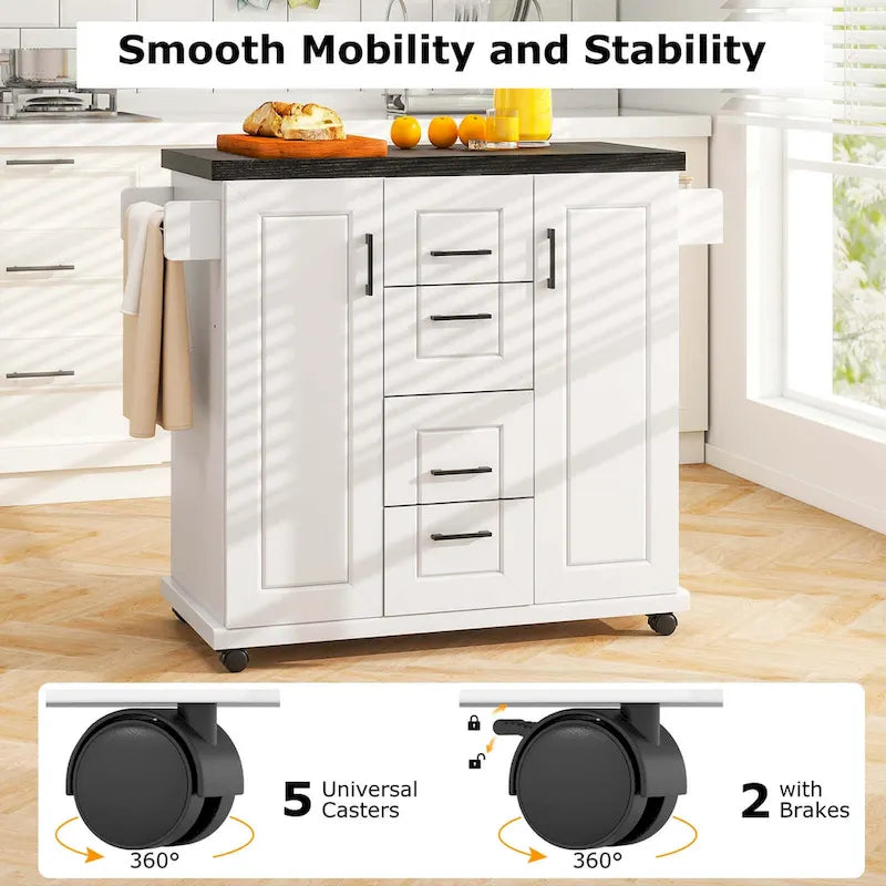 Costway Mobile Rolling Kitchen Island Cart with Wheels - Versatile Serving Utility - Learn More 5