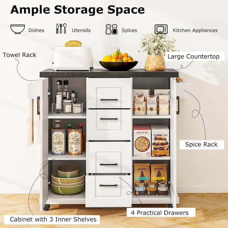 Costway Mobile Rolling Kitchen Island Cart with Wheels - Versatile Serving Utility - Learn More 8