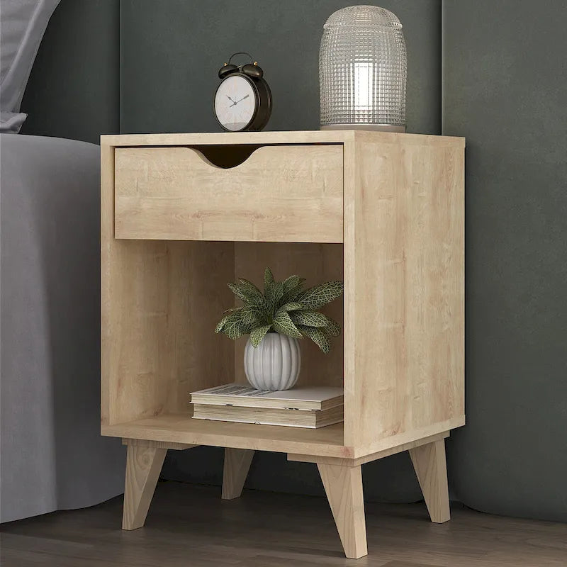 Modern 24-Inch Wooden Nightstand with 2 Drawers - Stylish Bedside or End Table with Storage 1