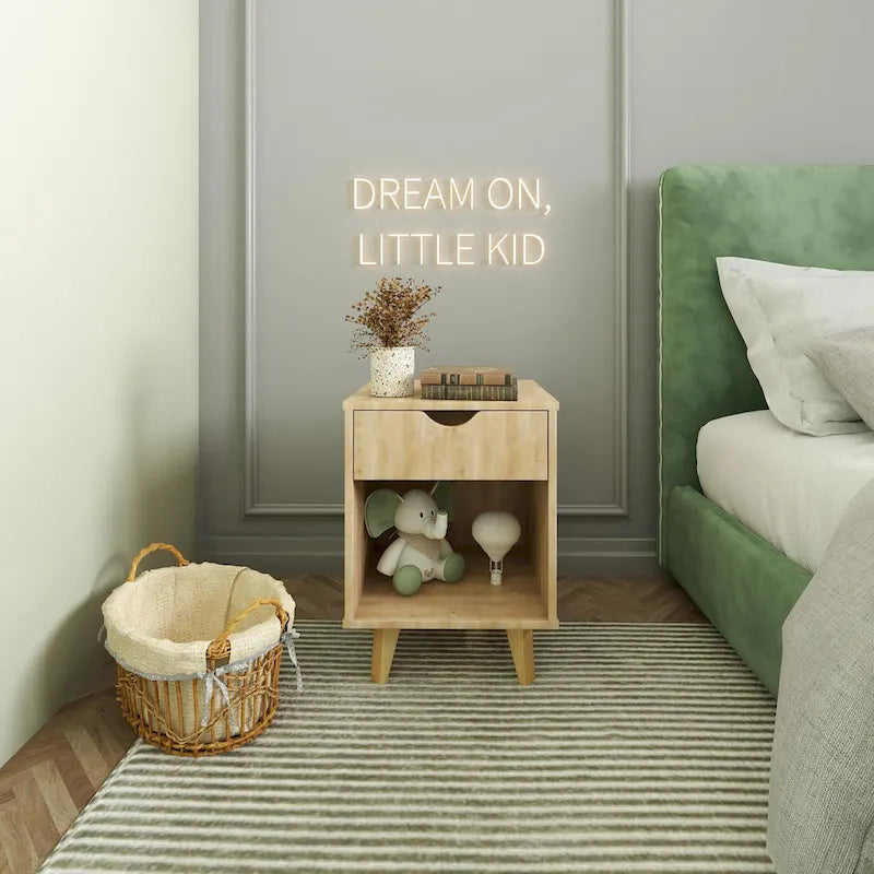 Modern 24-Inch Wooden Nightstand with 2 Drawers - Stylish Bedside or End Table with Storage 2
