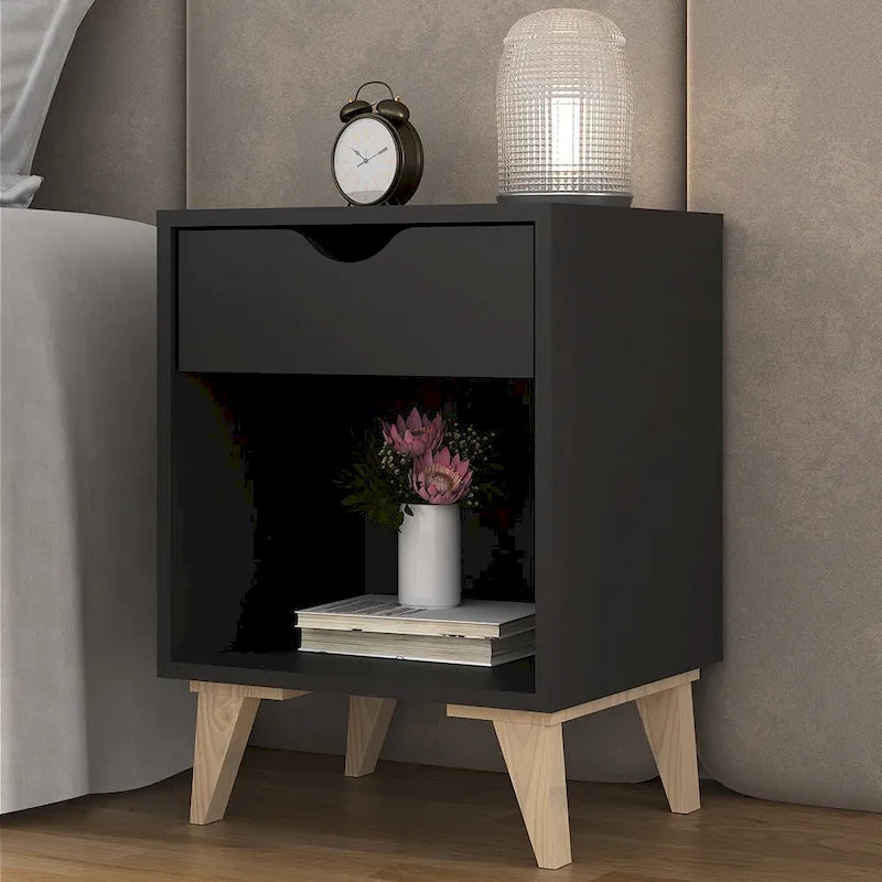 Modern 24-Inch Wooden Nightstand with 2 Drawers - Stylish Bedside or End Table with Storage 5