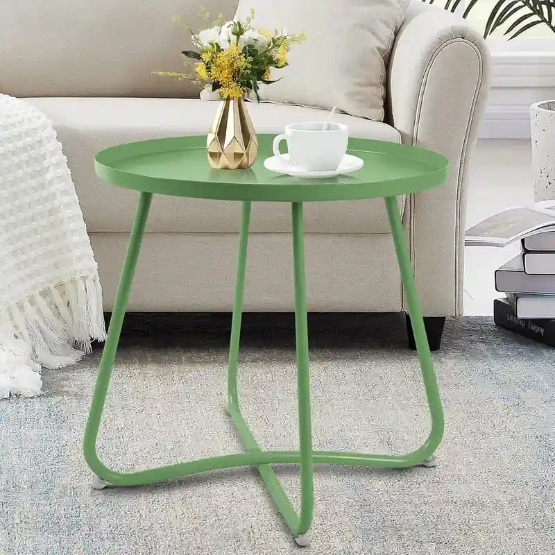 Round Metal Side Table - Waterproof for Indoor and Outdoor Use 38
