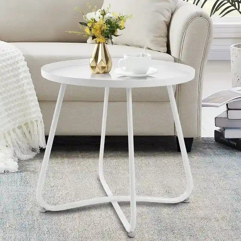 Round Metal Side Table - Waterproof for Indoor and Outdoor Use 39