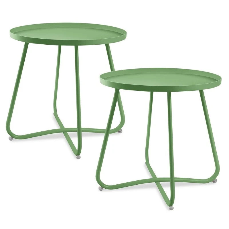 Round Metal Side Table - Waterproof for Indoor and Outdoor Use 43