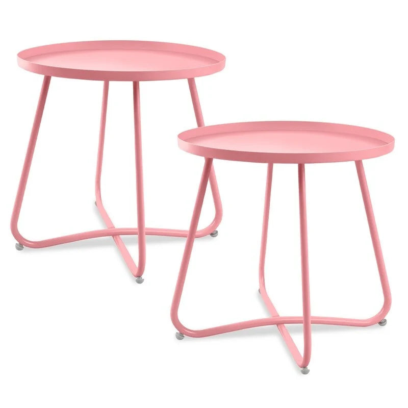 Round Metal Side Table - Waterproof for Indoor and Outdoor Use 44