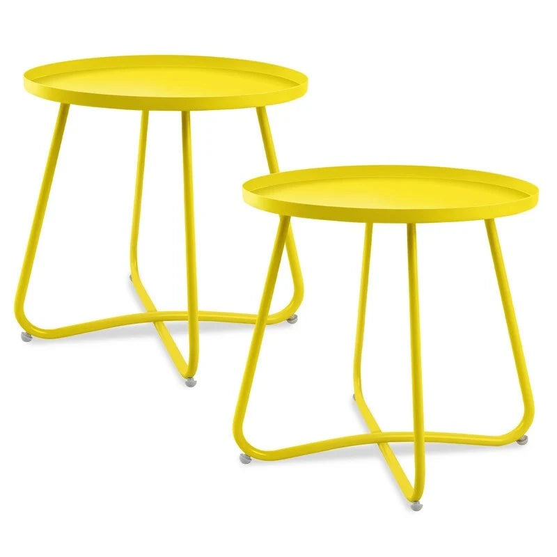 Round Metal Side Table - Waterproof for Indoor and Outdoor Use 45