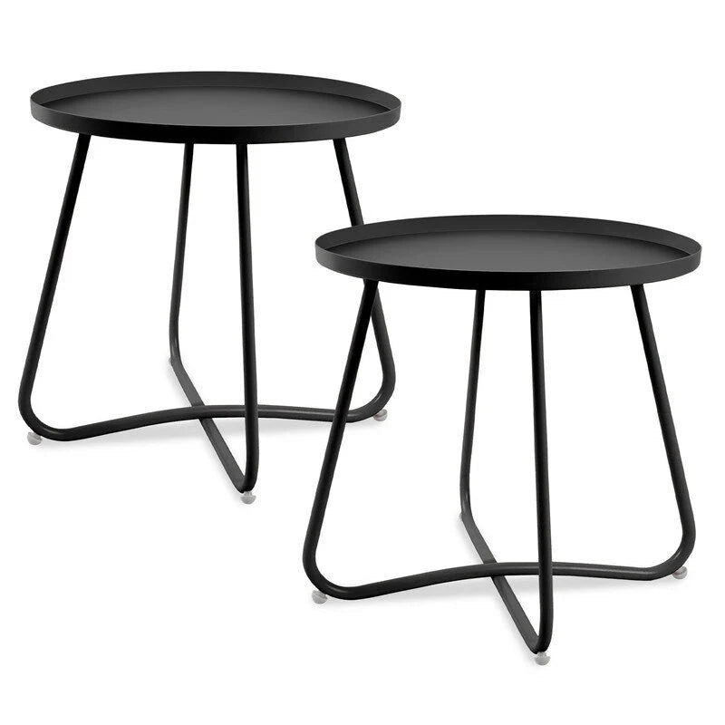 Round Metal Side Table - Waterproof for Indoor and Outdoor Use 46