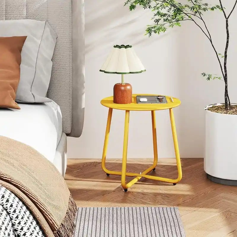 Round Metal Side Table - Waterproof for Indoor and Outdoor Use 5