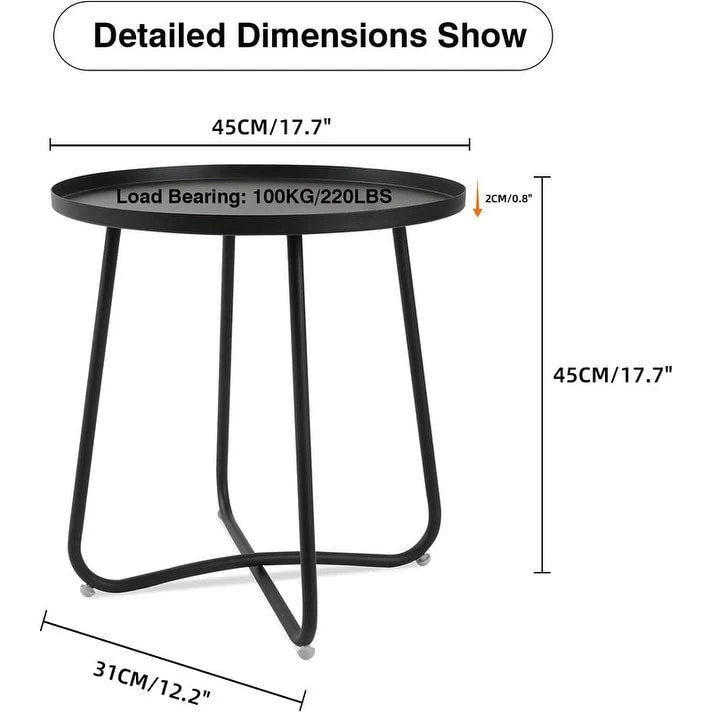 Round Metal Side Table - Waterproof for Indoor and Outdoor Use 7