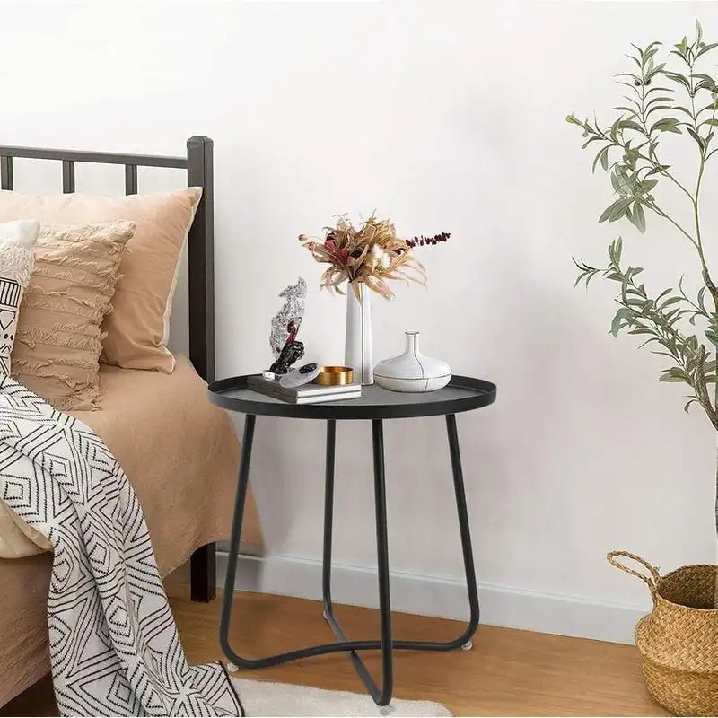 Round Metal Side Table - Waterproof for Indoor and Outdoor Use 11