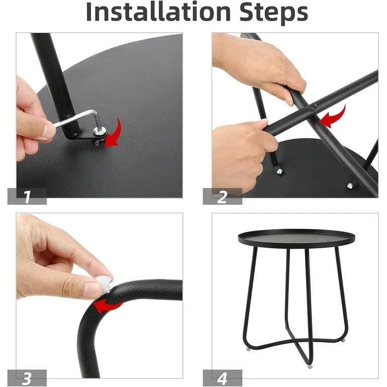 Round Metal Side Table - Waterproof for Indoor and Outdoor Use 13