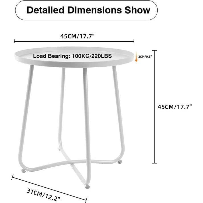 Round Metal Side Table - Waterproof for Indoor and Outdoor Use 14