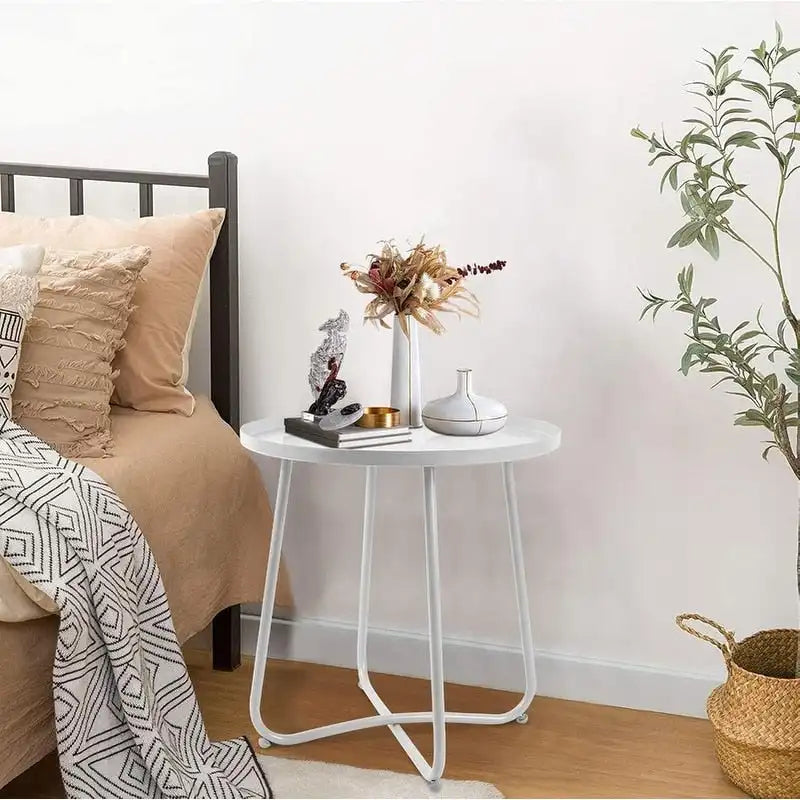 Round Metal Side Table - Waterproof for Indoor and Outdoor Use 17