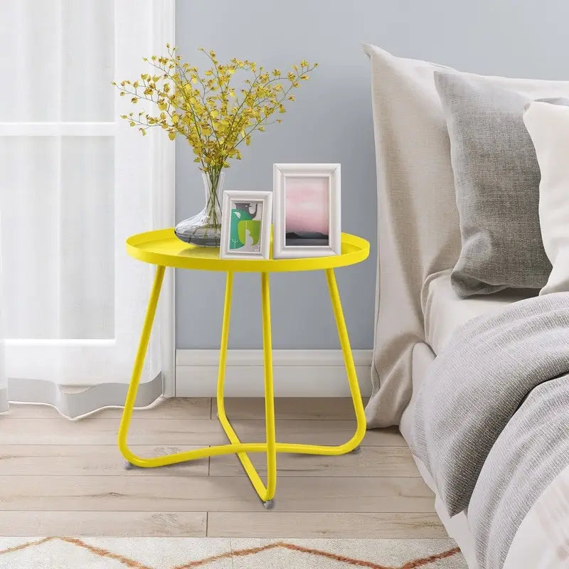Round Metal Side Table - Waterproof for Indoor and Outdoor Use 22