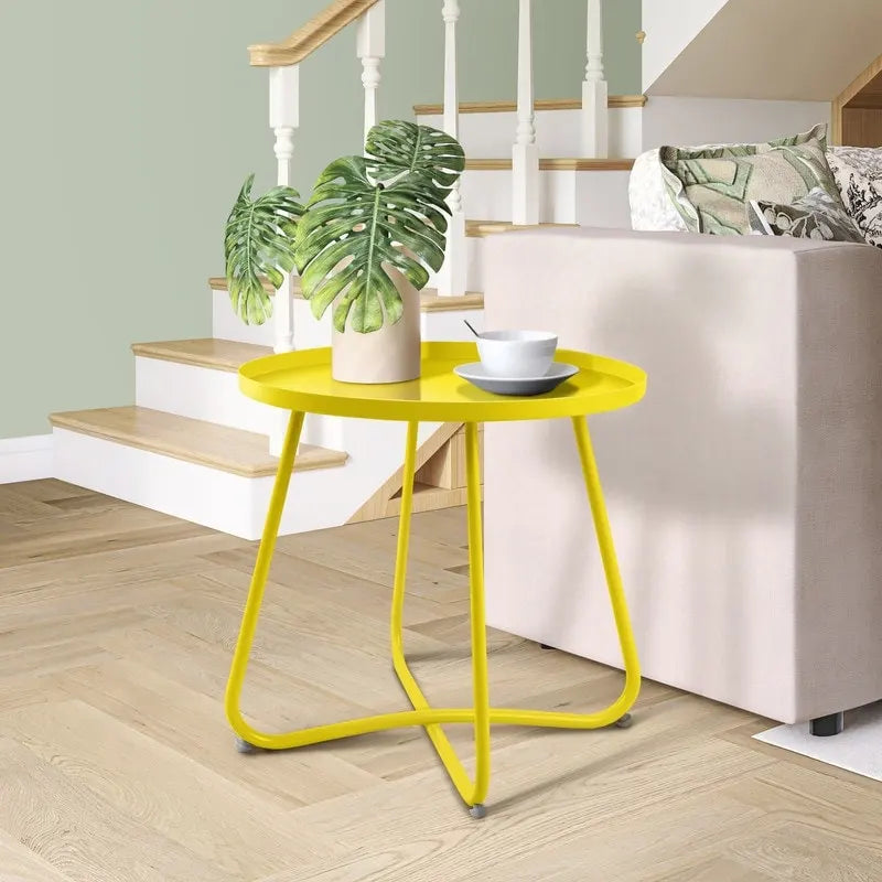 Round Metal Side Table - Waterproof for Indoor and Outdoor Use 23