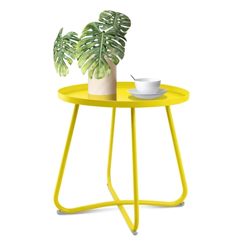 Round Metal Side Table - Waterproof for Indoor and Outdoor Use 26