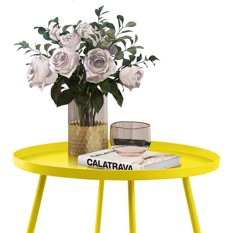 Round Metal Side Table - Waterproof for Indoor and Outdoor Use 27
