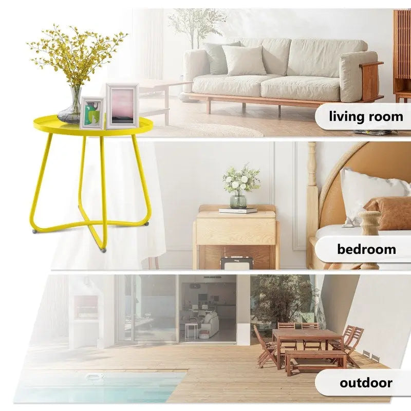 Round Metal Side Table - Waterproof for Indoor and Outdoor Use 28
