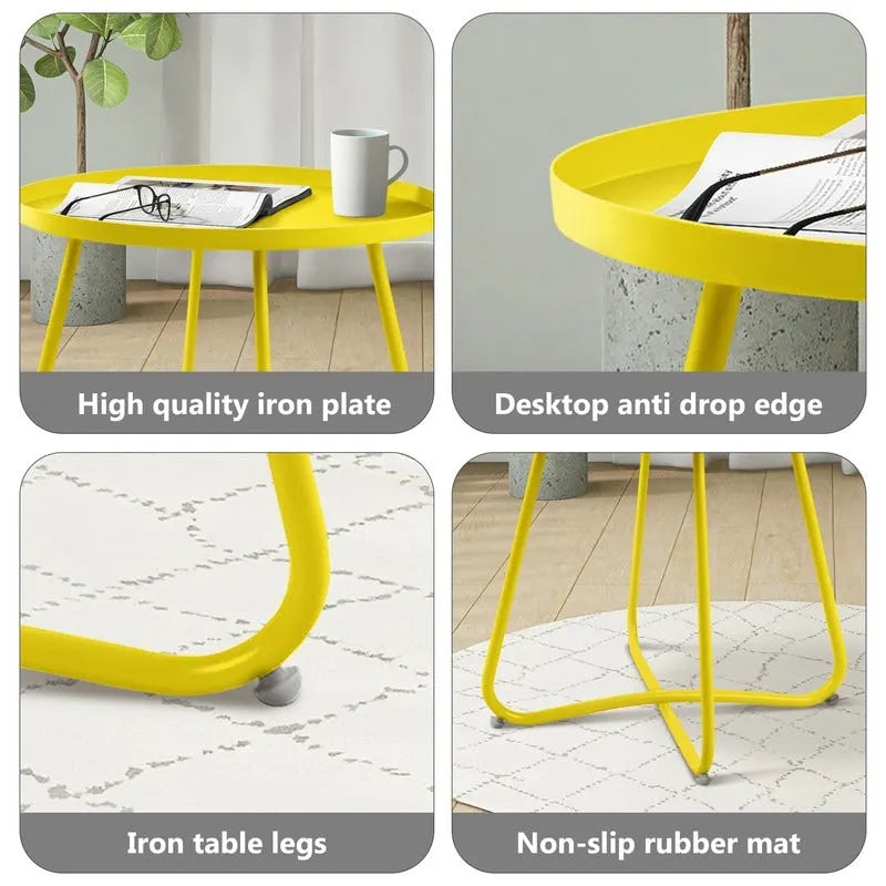 Round Metal Side Table - Waterproof for Indoor and Outdoor Use 29