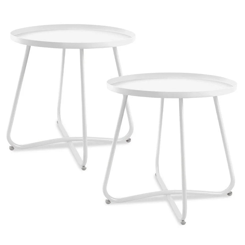 Round Metal Side Table - Waterproof for Indoor and Outdoor Use 30