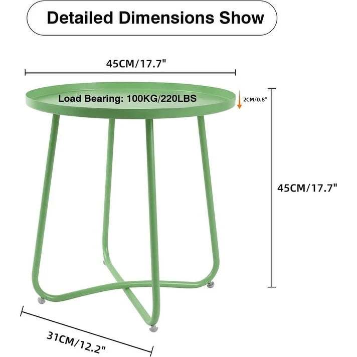 Round Metal Side Table - Waterproof for Indoor and Outdoor Use 32